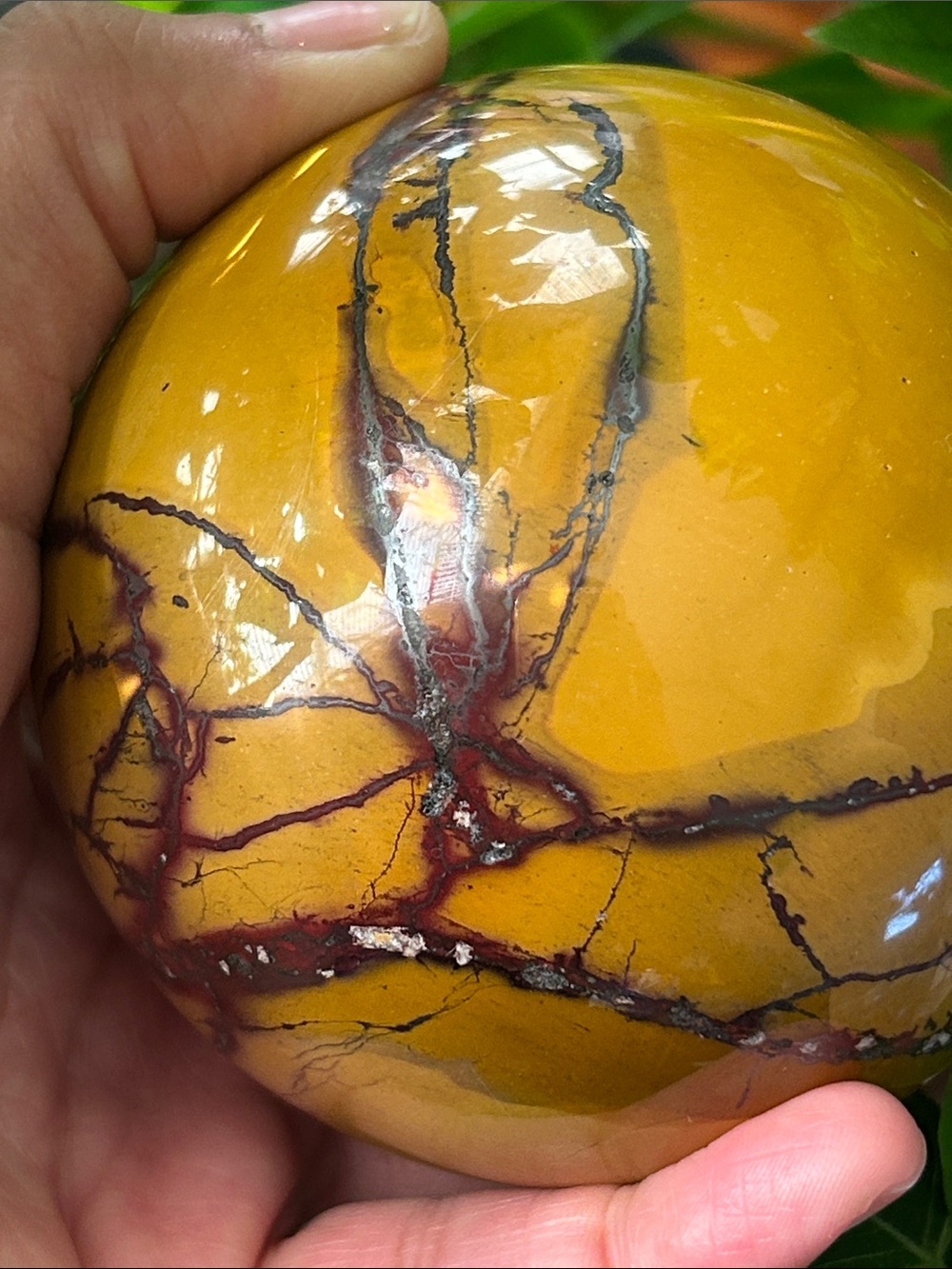 💎 90mm Polished Yellow Mookaite Jasper Sphere Decorative Home Art - Picture 3 of 9